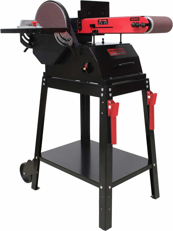 BUCKTOOL Powerful 1.5 HP Bench Belt Sander for Wood Working 6 in. x 48 in. Belt and 10 in. Disc Sander with Movable