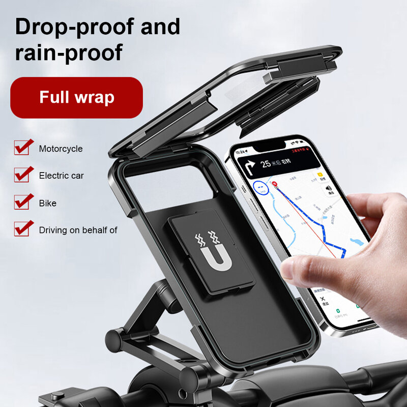 Support de téléphone portable étanche pour moto et vélo, support de téléphone portable réglable, support universel pour vélo, GPS, batterie à 360 °