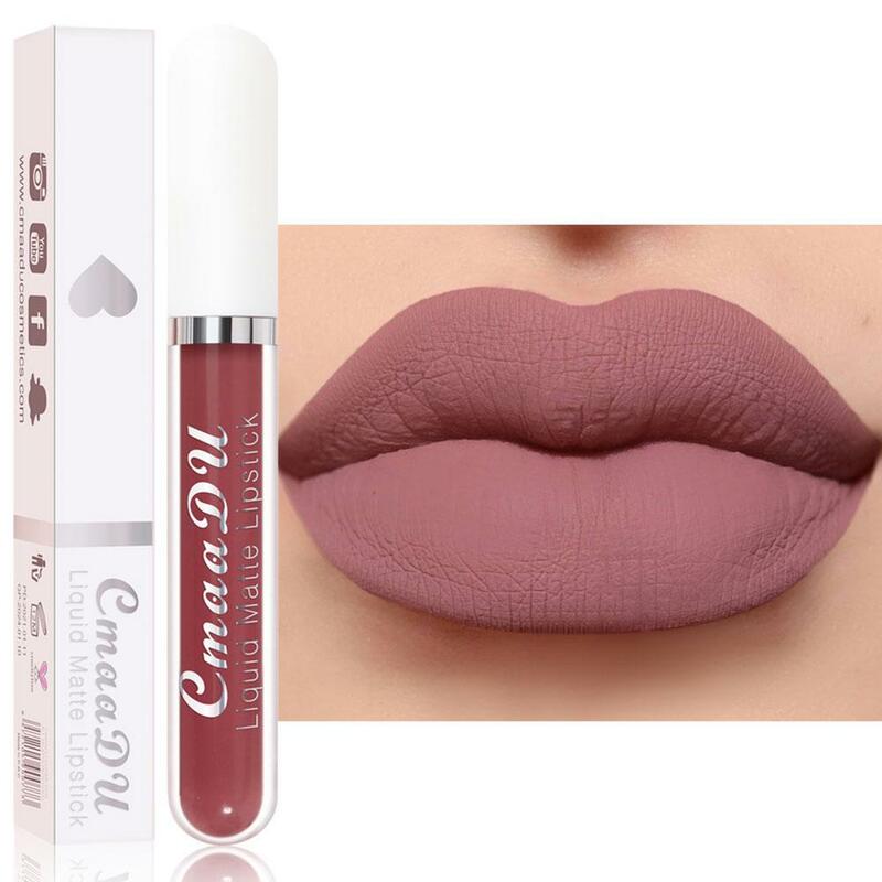 18 colori Matte Velvet Lip Gloss Nude Liquid lipstick Waterproof Makeup antiaderente Cup Lipgloss Glaze Sexy Long Tint Lip Las X6R5