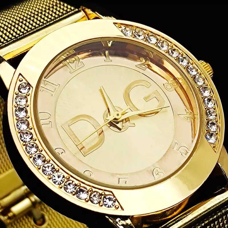 2022 venda quente relógio de moda europeu mulher marca de luxo dqg relógio de quartzo reloj mujer casual senhoras aço inoxidável