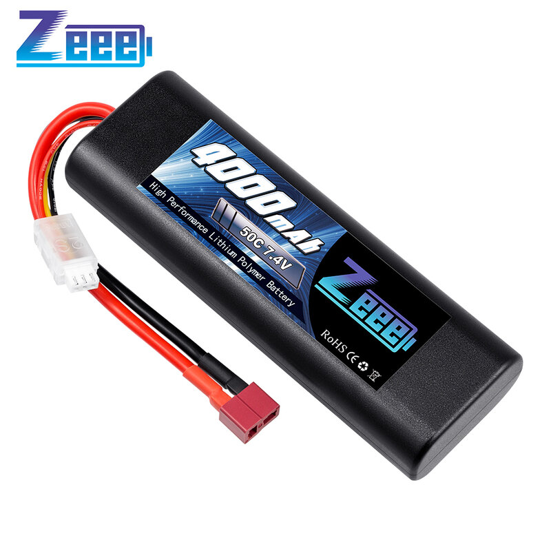 Zeee 7.4V 50C 4000mAh Lipo Battery with Deans Plug Hardcase 2S Lipo Battery for RC Car Truck Helicopter Airplane RC Hobby Parts