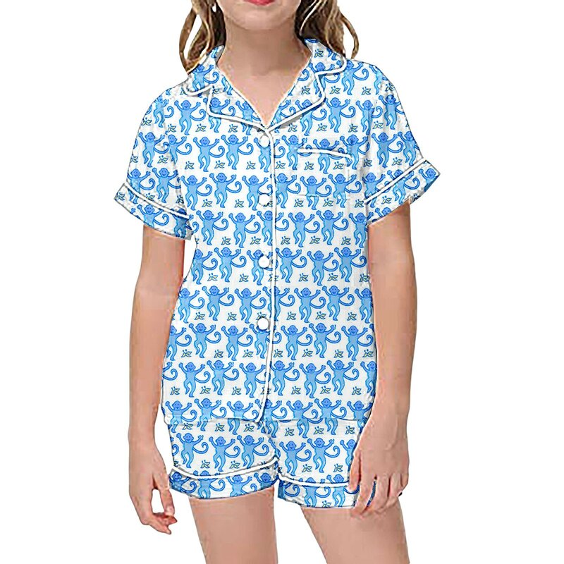 2-delige Set Pyjama Voor Kinderen Kinderen Grafische Schattige Roller Konijn Print Pyjama Shirt Met Korte Mouwen En Korte Broek Pyjama Set Nachtkleding