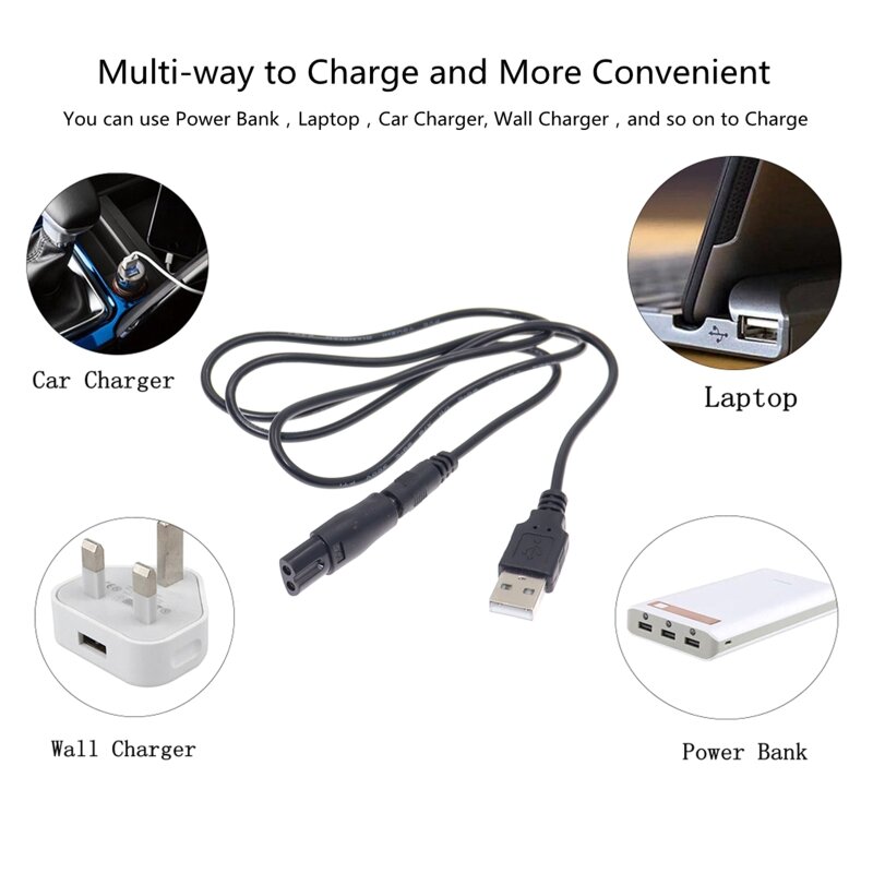 Chargeur USB de rechange 5V, adaptateur adapté à toutes sortes de tondeuses à cheveux électriques, 6 pièces, 7 pièces, 8 pièces