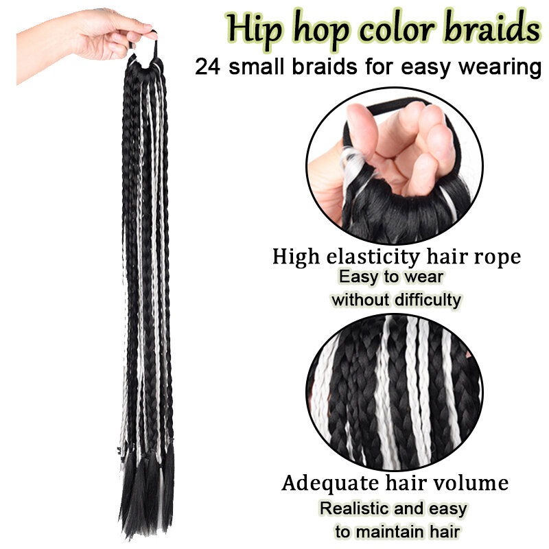 Hip hop style dirty braid ponytail color braid European and American hip-hop style heat-resistant Fried Dough Twists braid wig
