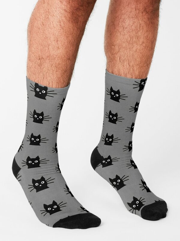 Black Cat Face Socks para homens e mulheres, meias masculinas de ciclismo, dia dos namorados Gift Idea