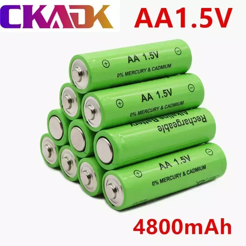 Bateria Recarregável AA para Relógios, Ratos, Computadores, Brinquedos, NI-MH, 1.5 V, 4800 mAh, Novo