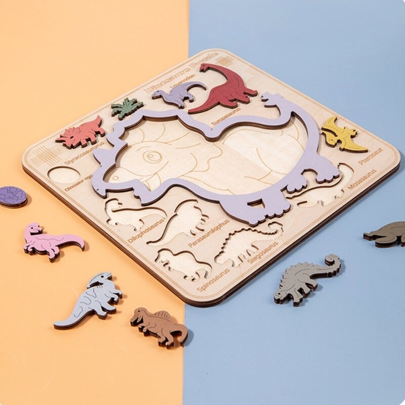Wood Shape Puzzle Toy Handhold 3D Animal Puzzle Boards Montessori Teaching Aids Toy Parent-Children Party Activity Toy Dropship