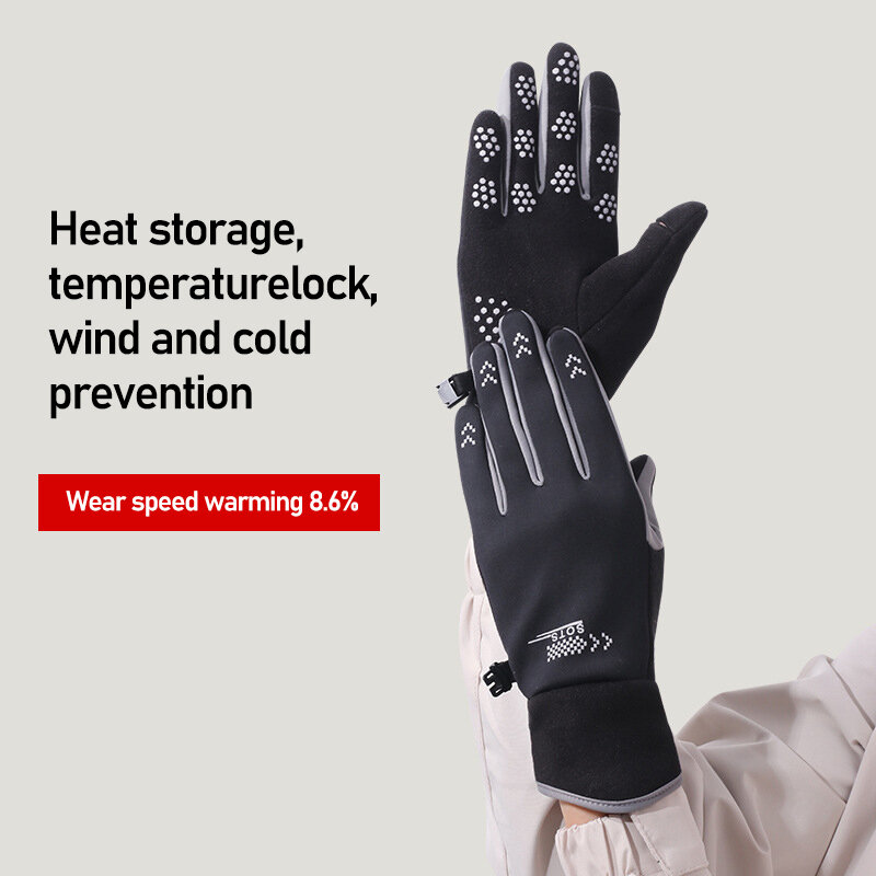 Зимние теплые перчатки для сенсорных экранов для мужчин и женщин, водонепроницаемые ветрозащитные спортивные перчатки для бега, езды на велосипеде, рыбалки