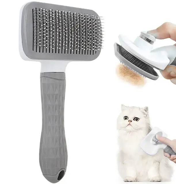 Cepillo de pelo para perros y gatos, peine de acero inoxidable para aseo y limpieza de perros de pelo largo, accesorios para mascotas
