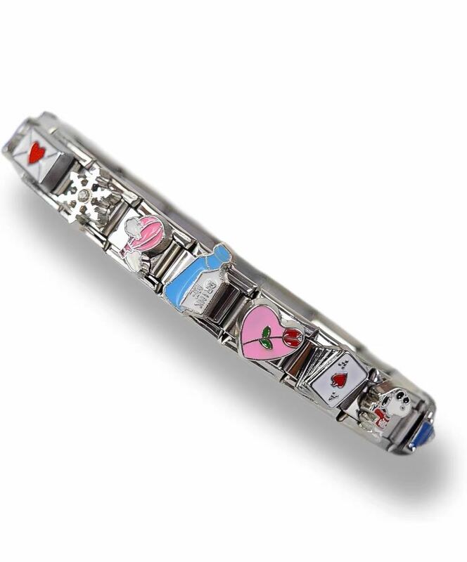 20 pz modulo creativo braccialetto ciondolo cuore fiore italiano collegamenti fascino misura 9mm braccialetto in acciaio inox gioielli fai da te che fanno regalo