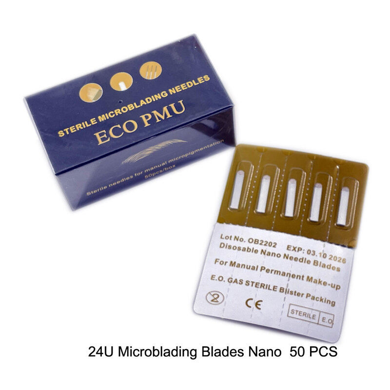 Cuchillas maestras de aguja de Microblading U24 Nano, 0,15mm, 50 unidades