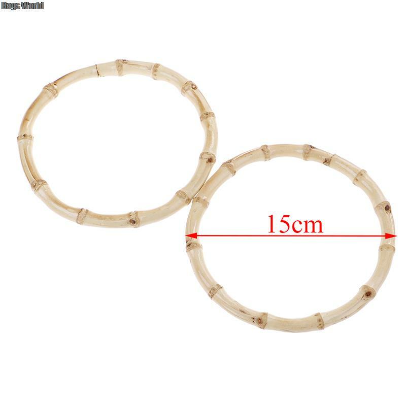 Asa redonda de bambú para bolso, 2 piezas, accesorios artesanales, 2 tamaños, envío directo