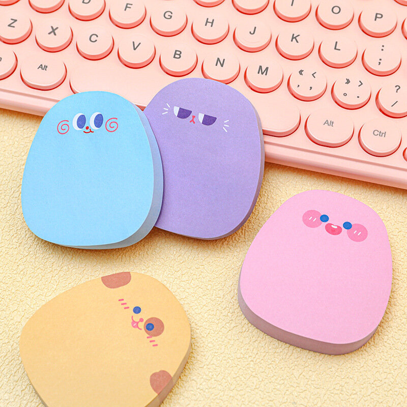 60 Sheets Kawaii Memo Pad Cute Colored Emoticon Sticky Notes Perfect for Girls and Leaving Messages,  Sticking Paper