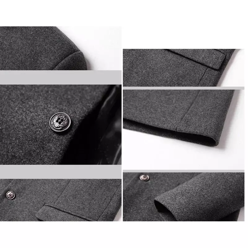 BROWON-casaco de negócios casual masculino, casaco monocromático de lã, estilo chinês masculino, marca para outono e inverno, 2024