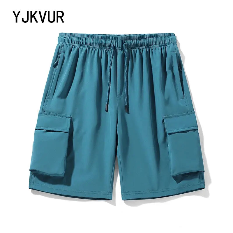 YJKVUR 2024 Summer New Lightweight Quick Dry Cargo Drawstring Shorts Men Cool Fishing Hiking Shorts with Multi Pocket Workwear