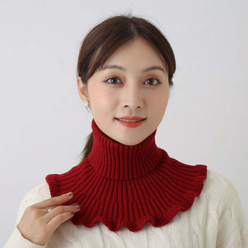Elastic Knitted Neck Collars Knitted Wool False Collar Neck Scarf Solid Color Woolen Collars Protective Clothing