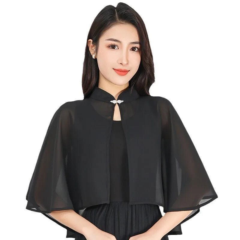 Chaqueta Coreana de protección solar para mujer, chal fino de encaje corto, capa de aire acondicionado, cárdigan de gasa, primavera y verano