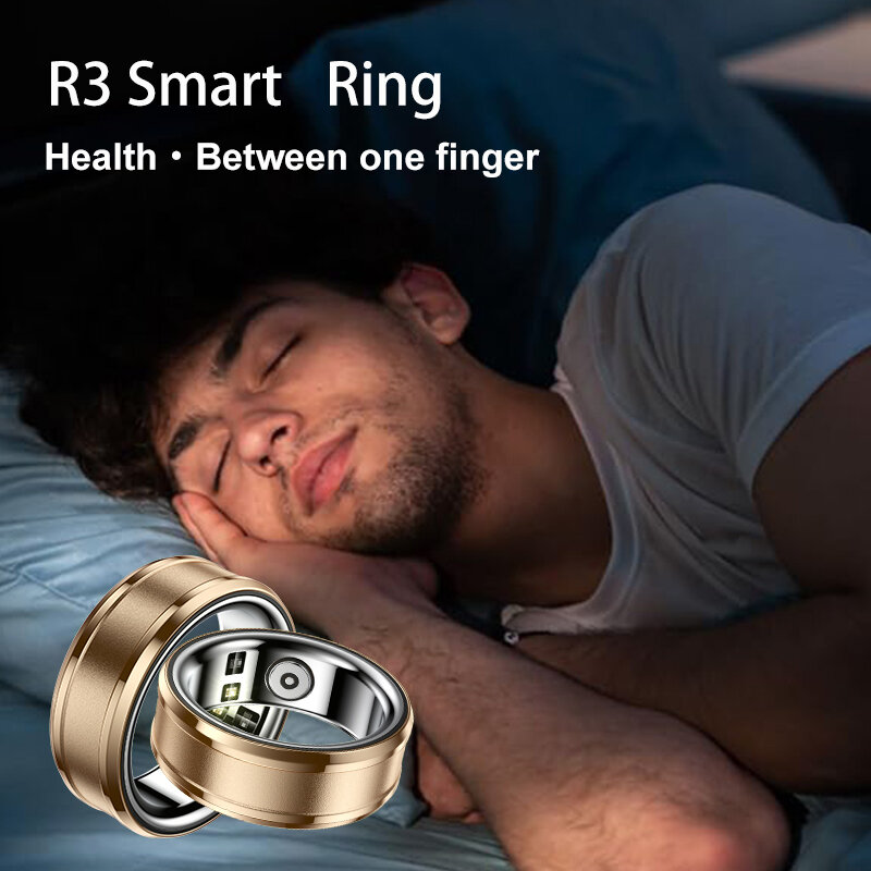Funkcjonalny inteligentny pierścień dla mężczyzn i kobiet-krokomierz, Monitor aktywności Bluetooth, pomiar podczas snu wodoodporny pierścień sportowy IP68