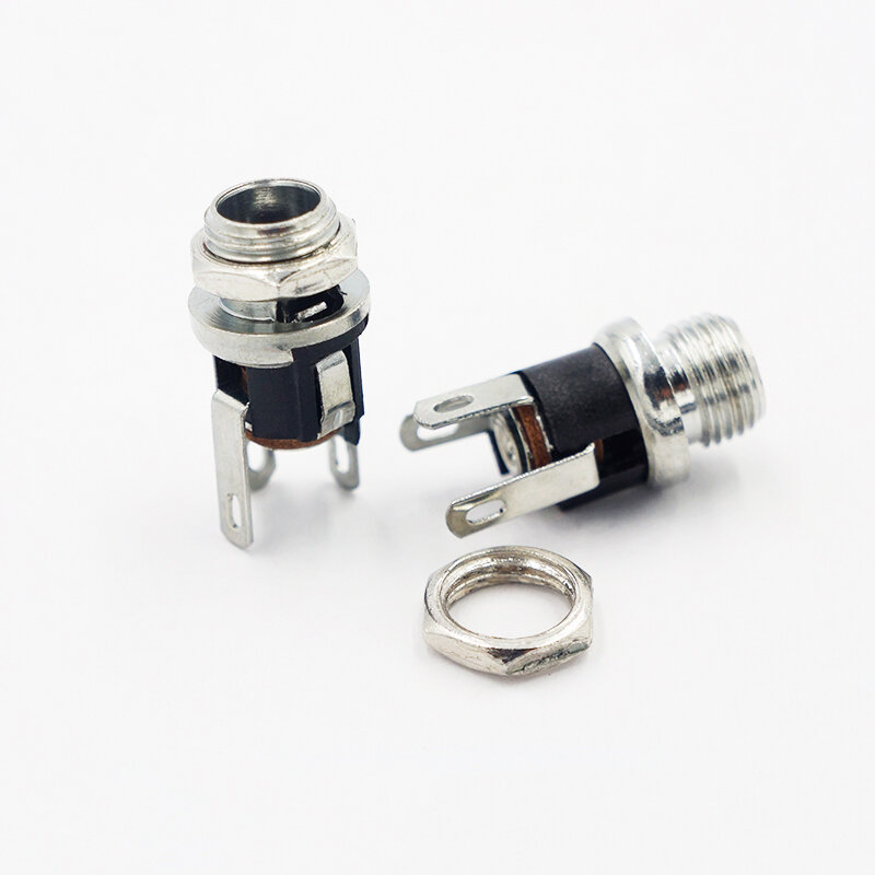5Pcs/Lot DC025M 5.5 x 2.5mm DC Female Jack PCB Panel Mount Connector With Nut 3 Leg DC-025 DC Charging Socket Adapters 5.5*2.5mm