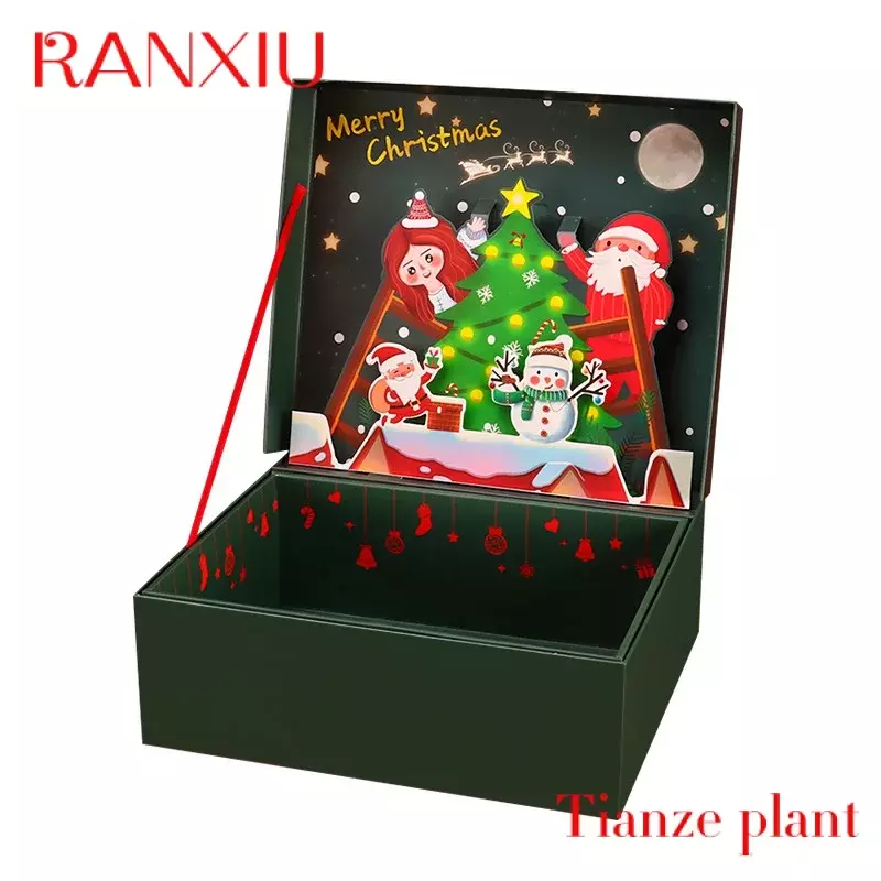 装飾用クリスマスギフト包装ボックス、フリップ、オープン、3Dアップ、カスタム、ツリー