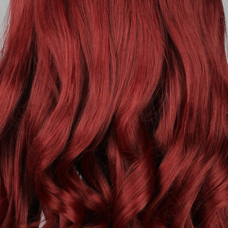 Peruca longa de cabelo sintético encaracolado para senhoras, vermelho escuro, festa