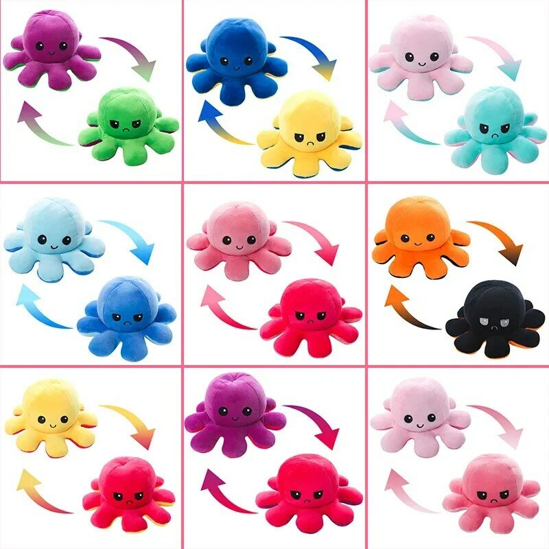 Octopus Blij-Droevig Speelgoed-Pop Poeder Speelgoed-Het Octopus Tweezijdige Burbuja Stemming Kawaii Pop Items Octopus Pluche Decoratie Boze Pulpo