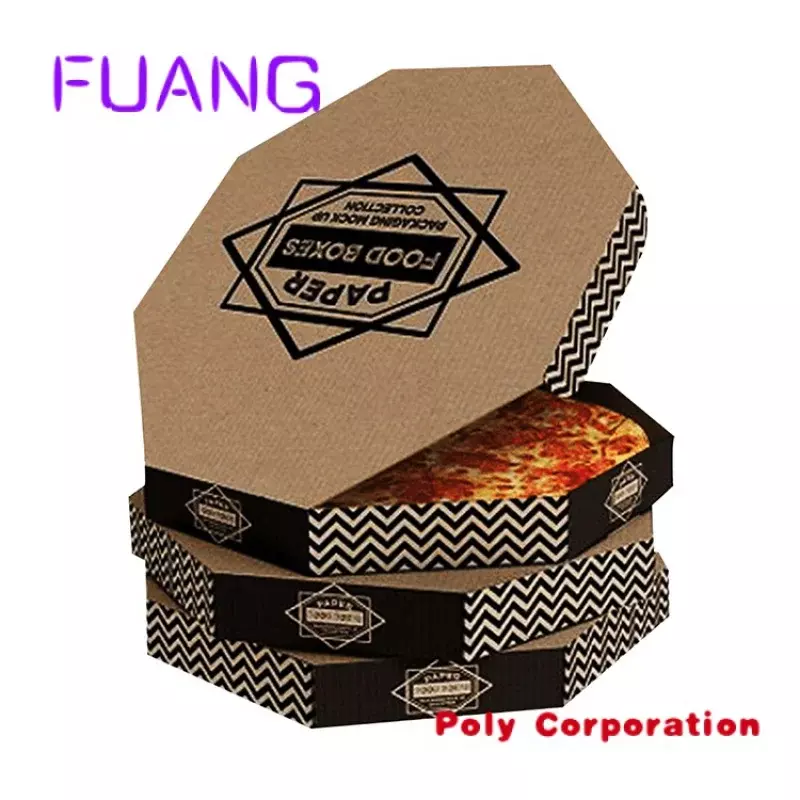 Niestandardowa hurtownia z nadrukiem na zamówienie z logo jednorazowe eko kraft luzem okrągłe tanie dla 12-calowego kawałka pizzy pudełko frytki Burge