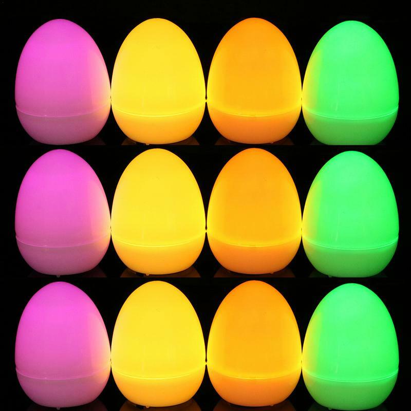 Luzes LED em forma de ovo de Páscoa para hotel, brinquedos light up, multicolor, eletrônico, resistente a quedas, à prova d'água, 12PCs