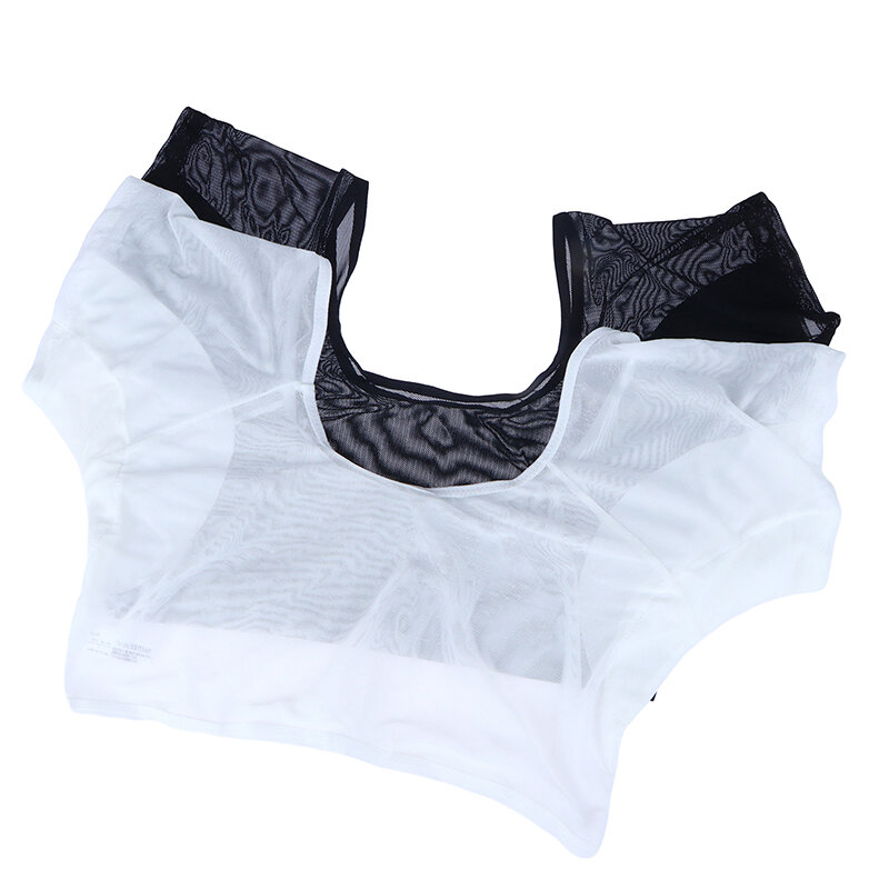Colete ultrafino de malha transparente para mulheres, desodorante absorvente, camiseta lavável, à prova de suor, sob o topo com almofadas de suor nas axilas