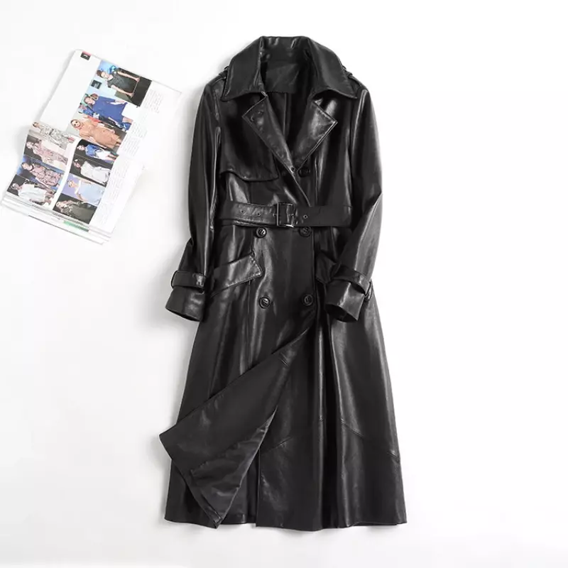 여성용 진짜 가죽 재킷, 여성용 양가죽 코트, 패션 가죽 재킷, 긴 바람막이, Lq507, 2022, 가을, 겨울, 신상