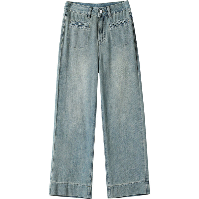 2024 dżinsy damskie dziewięcioramienne spodnie wiosna lato nowy szczupły spodnie z szerokimi nogawkami amerykański Retro spodnie