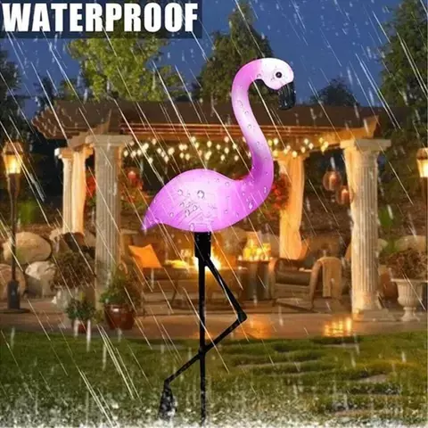 Lampu Taman tenaga surya lampu lanskap pasak taman dekorasi rumput Flamingo merah muda indah lampu luar ruangan tahan air