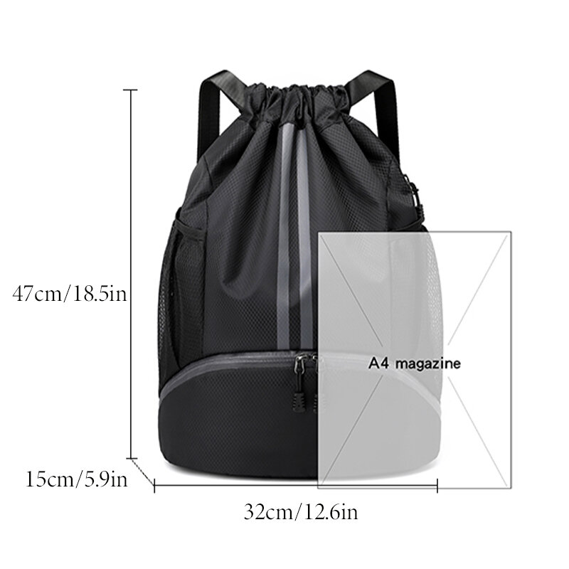 Outdoor Sports Drawstring Backpack Sports Bags for Men Women Large Capacity Gym Bag with Shoes Compartment and Wet Proof Pocket