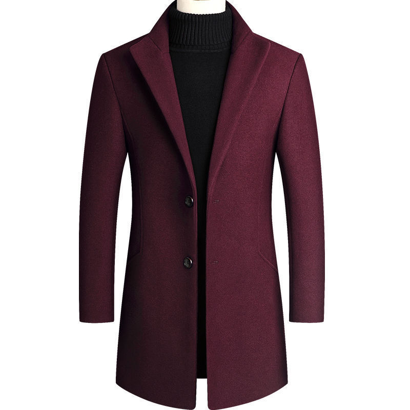 LH087 Suit Jacket Men Autumn and Winter Men's Woolen Coat Mid-Length Windbreaker