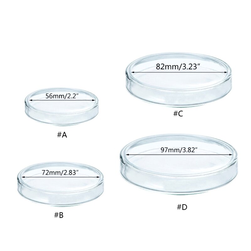 10pcs Clear Glass Petri Dishes for Biotechnology 10Pieces (60mm 75mm 90mm100mm)