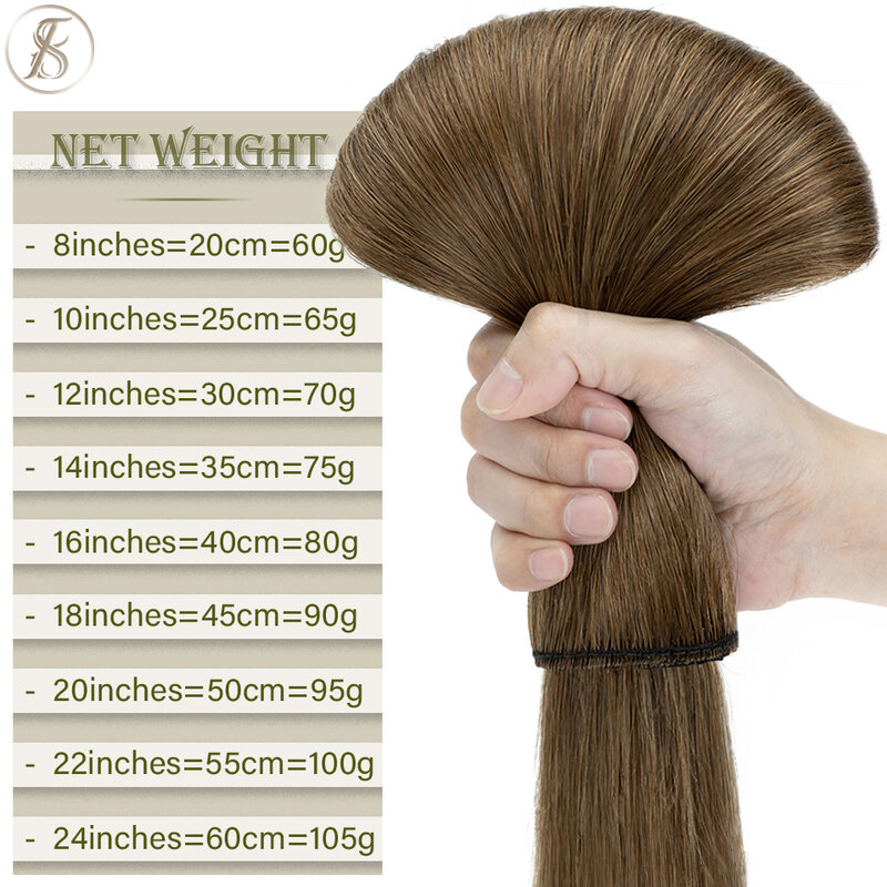 TESS человеческие волосы 5 заколок для наращивания волос на заколке 8-24 дюйма толщиной 60-105 г натуральные волосы для наращивания на заколке на всю голову