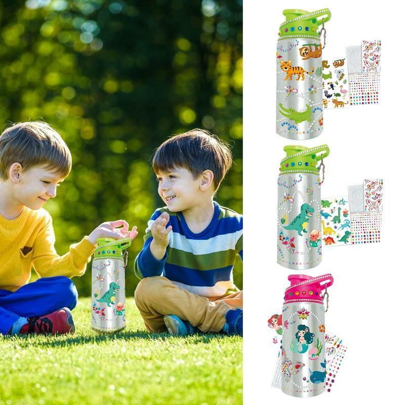Water Bottle DIY Craft Kit for Kids, Gem Stickers Decoração, Artes e Artesanato Divertidos, Presentes Brinquedos, Filha, Criança, Escola, ValentinesDay Gift