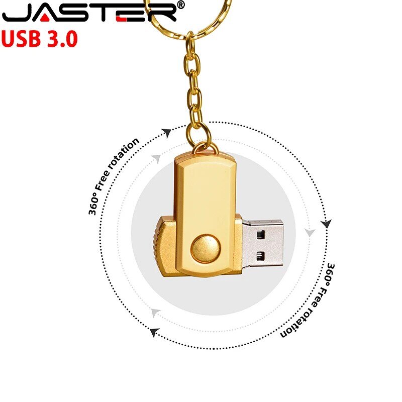 JASTER New Metal Keychain USB 3.0 Pen Drive 4GB 8GB Waterproof Pendrive 16GB 32GB 64GB 128GB Flash Drive 1 PCS Free Custom LOGO