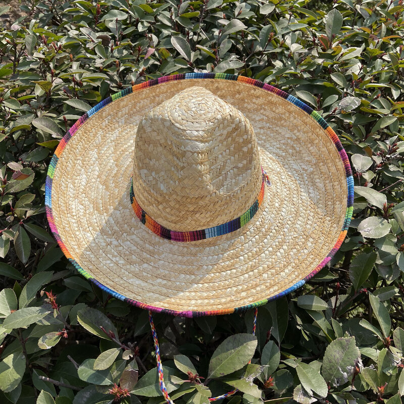 Chapéu de palha mexicano adulto, Chapéu de palha Pom Pom branco, Desempenho do Dia das Bruxas, Mobília do traje do baile, Festa do carnaval
