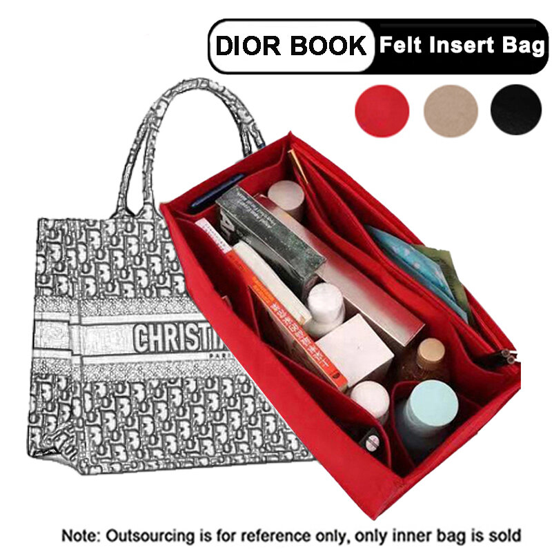 Bolsa de inserción de tela de fieltro que se adapta a la bolsa de maquillaje para libros, organizador, bolso interno de viaje, bolso de cosméticos, bolso de mamá, bolso de mano Fit ONTHEGO
