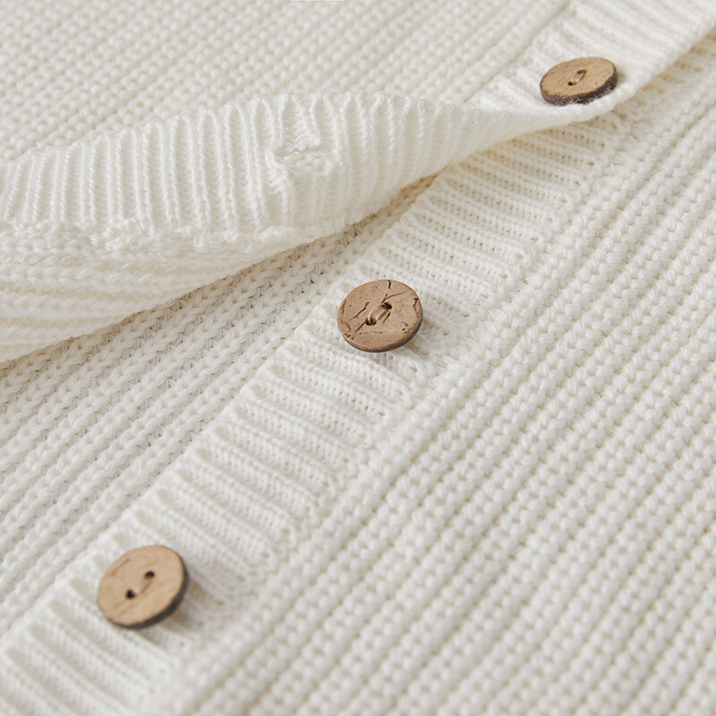 Suefunskry-suéter de punto de manga larga para bebés, Chaqueta de punto de un solo pecho, Color sólido, Otoño e Invierno