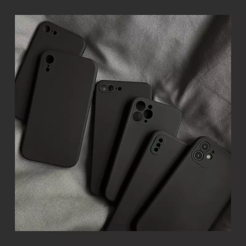 Черный чехол из жидкого силикона для телефона IPhone 13 12 11 14 15 Pro XS Max XR X 8 7 6S 6 Plus SE 2020, мягкая задняя крышка