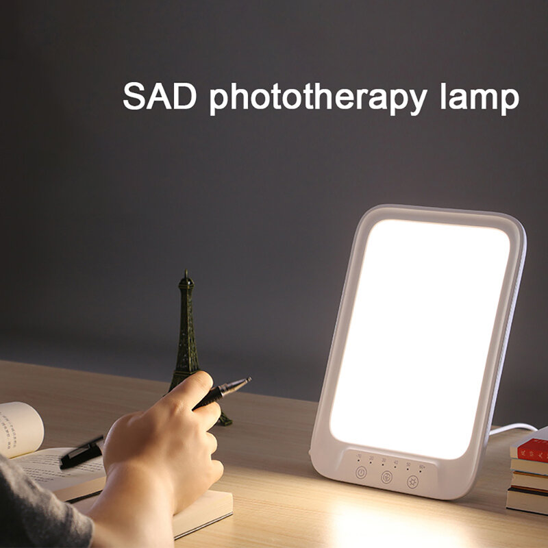 Lampe de thérapie LED sans UV, lumière du soleil à gradation, 10 niveaux de luminosité réglables, 6 réglages de minuterie pour le bureau et la maison, 10000lux, 5V