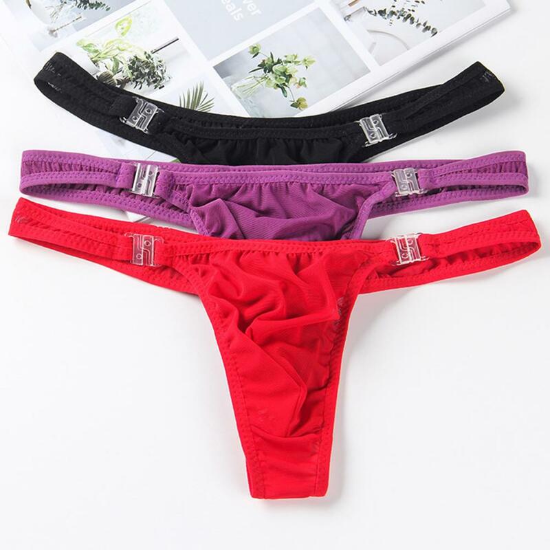 Charming Men G-strings Briefs Underwear with Buckle Washable Men Panties Summer Men Underpants with Buckle for Men