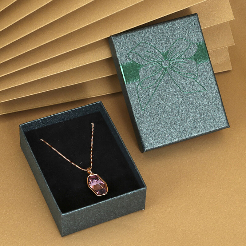Caja organizadora de joyas con patrón de lazo de mariposa, caja de regalo para anillo de compromiso, pendientes, collar, pulsera, embalaje de exhibición de regalo