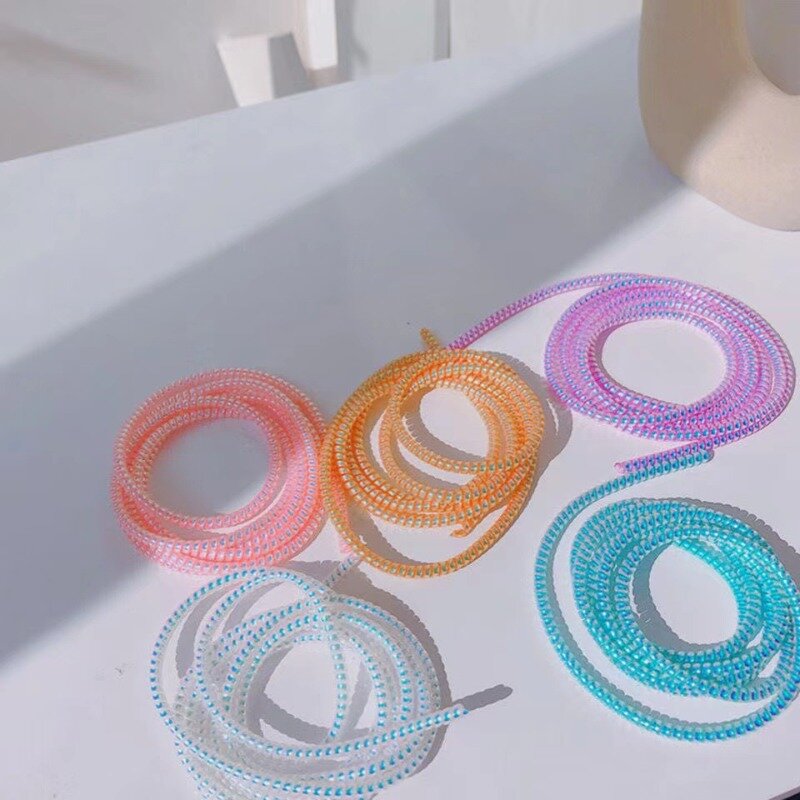 1.4m Data Line Cable Winder Protection Cable Spring Rope twine For iPhone Android USB Universal Spring Cable Winder Data Line