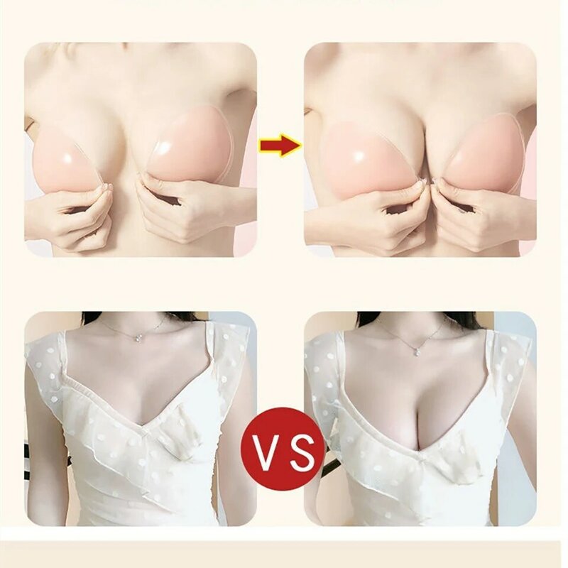 Adhesive Bra Reusable Invisible Silicone Sticky Bra Breast Lift Nipple Cover Push Up Bra Boob Tape Breast Petals Chest Sticker