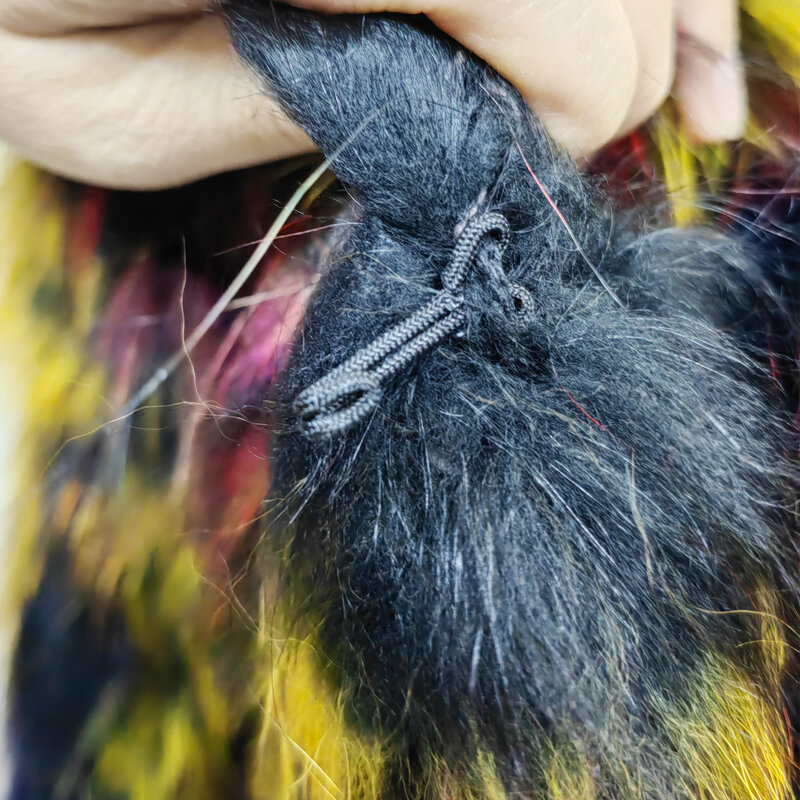 Volpe colorata da donna personalizzata in fabbrica che tesse naturale 100% vera pelliccia di volpe processo di lavoro a maglia di alta moda vera pelliccia