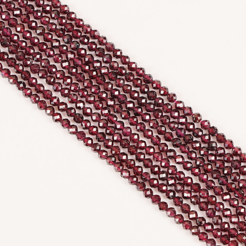 Natural Red Garnet 2 3 4mm Round Faceted Gemstone Loose Beads Accessories for DIY Jewelry Necklace Bracelet Earring Making