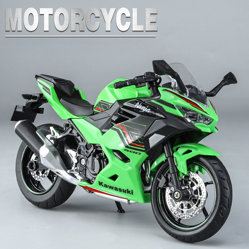 Kawasaki Ninja 400 Modelo de Motocicleta Diecasts Veículos Brinquedos para Crianças, Modelo Coletivo de Motor Som, Presente para Meninos, 1:12